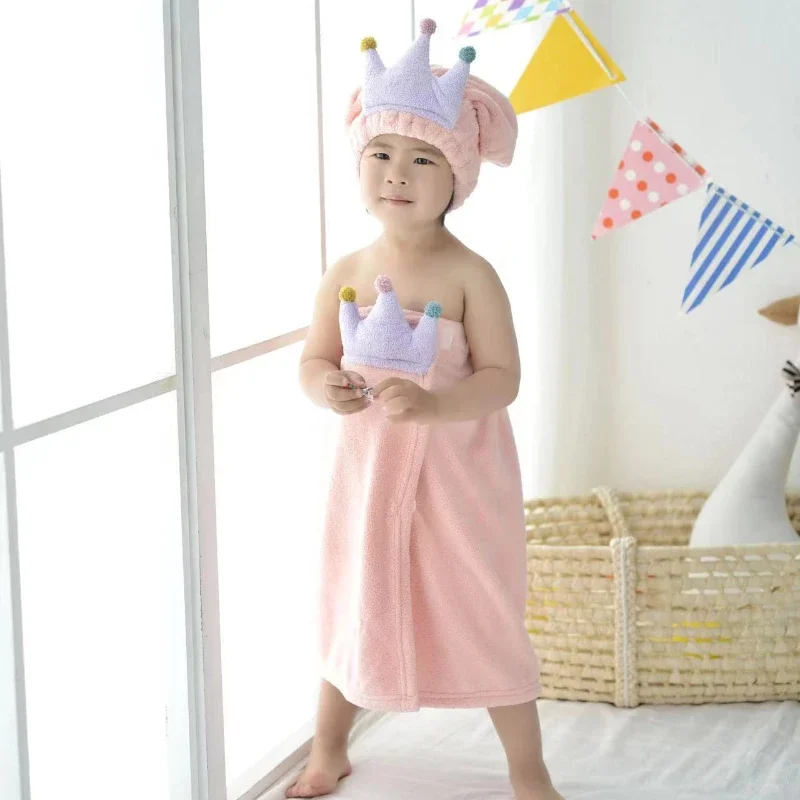 Cute Children Kids Quickly Dry Hair Wrapped Towels Dry Hair Hat Bath Hats Portable Coral Fleece Shower Cap Bath Accessories