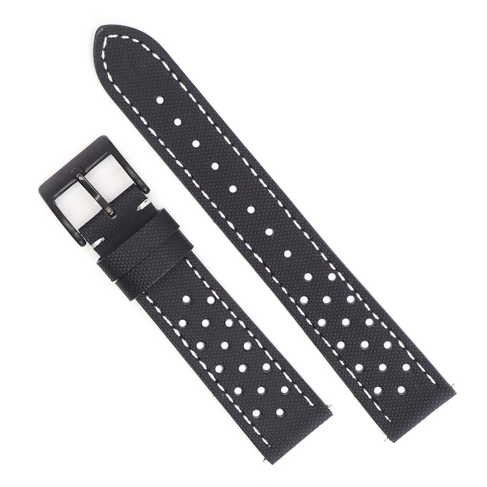 Premium Sailcloth Leather Watch Band with Quick Release - Breathable Strap