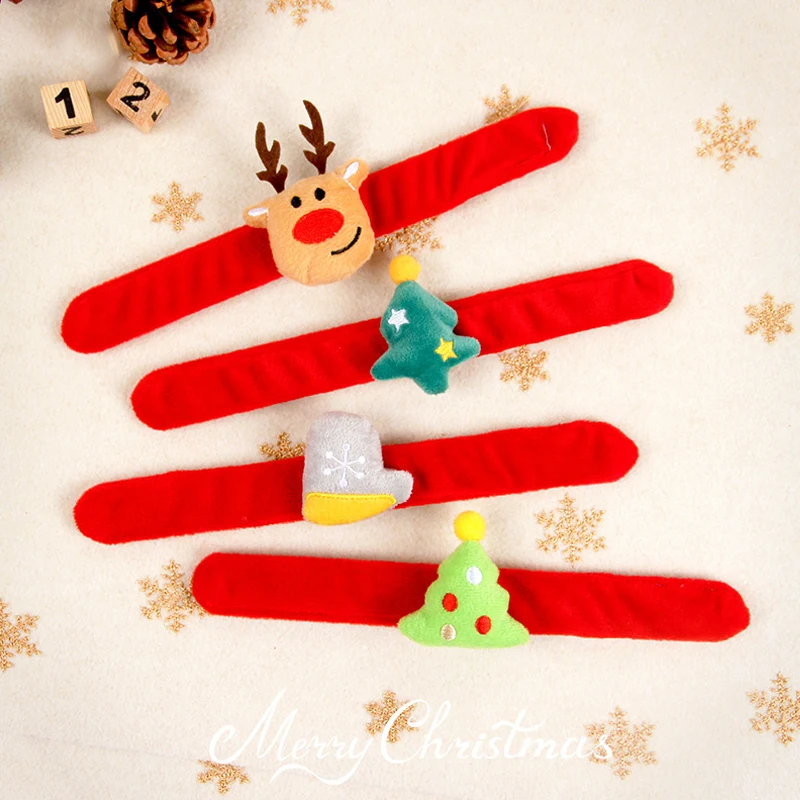 Christmas Patting Circle Bracelet For Xmas Santa Claus Snowman Deer Clap Circle Slap Snap Wrap Wristband New Year Party Decor
