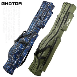 150/130/120/110CM Collapsible Oxford Cloth Fishing Rod Zipped Case Fishing Tackle Bags Storage Pouch Holder for Fishing 2/3Layer