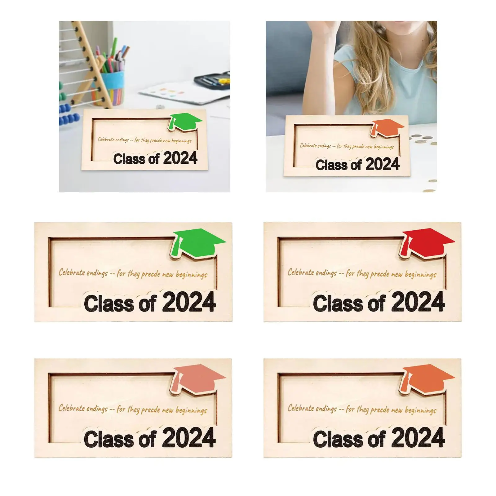 2024 Graduation Money Gift Holder Cards Box Wood Cash Holder for Congrats Placing Money Birthday Women Men DIY Graduation