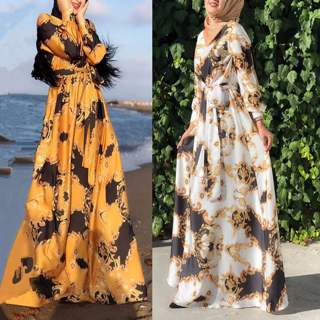 

Dress2024 Spring Autumn Leisure Fashion New Beach Style Women'S Digital Printing Strap Loose And Comfortable Slim Dress