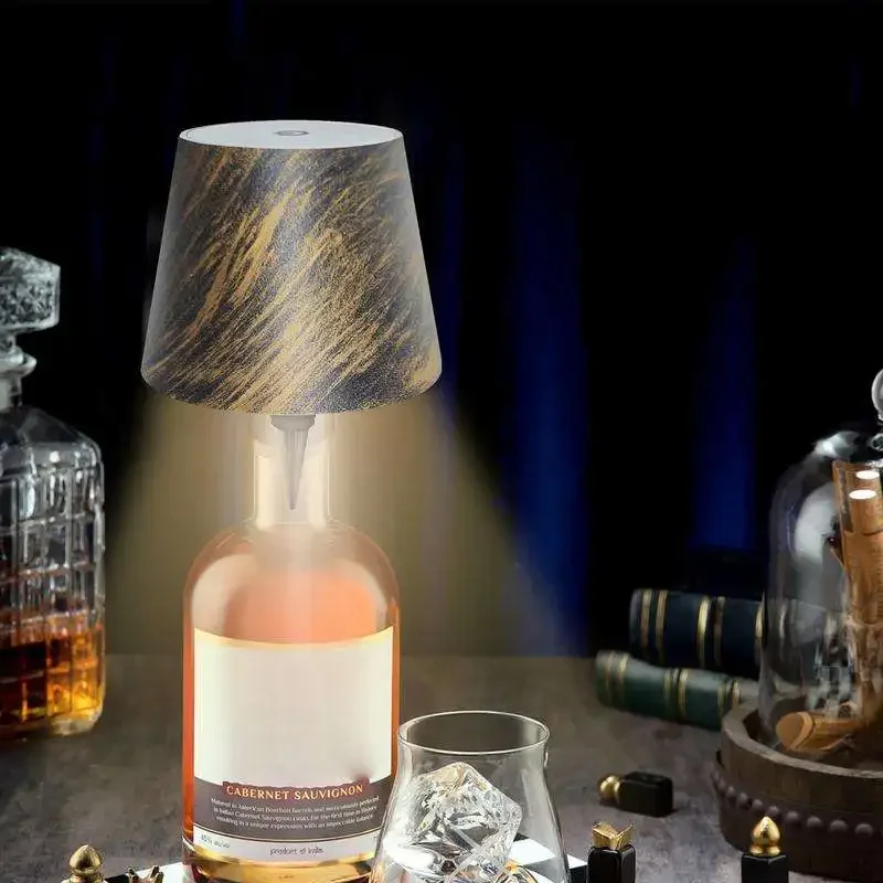 Modern Metal Wine bottle Lamp USB Rechargeable Battery LED Cordless Restaurant Table Lamp Dinner table lamp bottle lamp