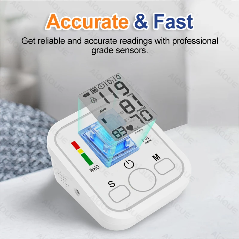 Automatische digitale Arm Blutdruck messgerät Blutdruck messgerät Tono meter Tensiometer Herzfrequenz Puls messer BP Monitor Stimme – Detail 5