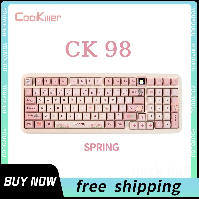 

Coolkiller Ck98 Polar Bear Wireless Mechanical Keyboard Transparent Bluetooth Hot-Swap Gasket RGB Customization Gaming Keyboard