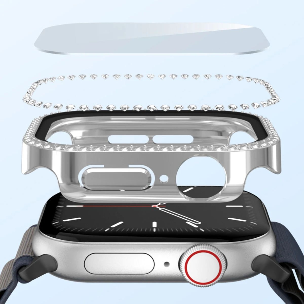 Diamond Glass Apple Watch Bling Bumper Protector Case