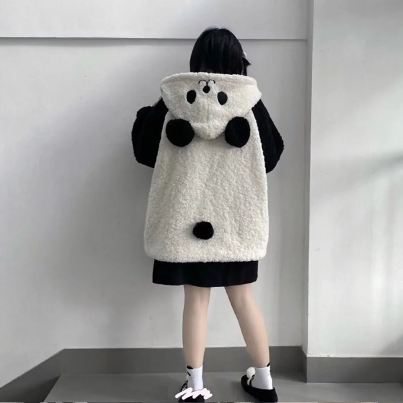 LATH.PIN Panda Oversized deken-hoodie, flanel, met capuchon, sweatshirt LATH.PIN Panda Oversized deken-hoodie, flanel, met capuchon, sweatshirt