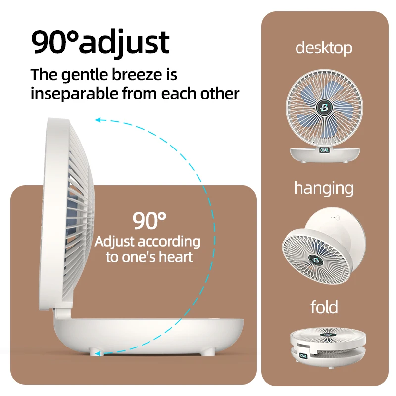 Three-Speed Adjustable Fan Usb Charging Home Dormitory Large Wind Desktop Mini Portable Electric Fan Folding Convenient Storage 5