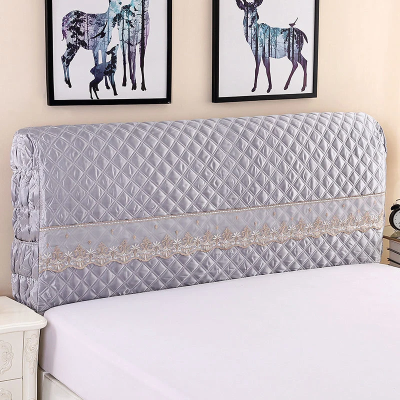 European Fabric Leather Bed Head Back Cover Headrest Lace Dust Proof Bed Headboard Cover Princess Luxurious Bedside