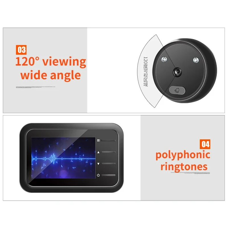Video Peephole Doorbell Camera Video-eye Auto Record Electronic Ring Night View Digital Door Viewer Entry Home Security door bell camera door peephole door peephole camera