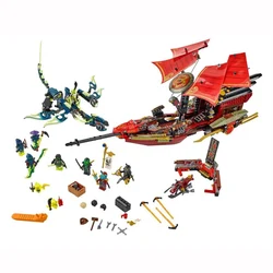 Blocs de construction de bateau Ninjagoes, avion destinée, 1325 pièces, modèle de bateau, briques, cadeaux d'anniversaire pour garçons, jouets pour enfants, 70738 