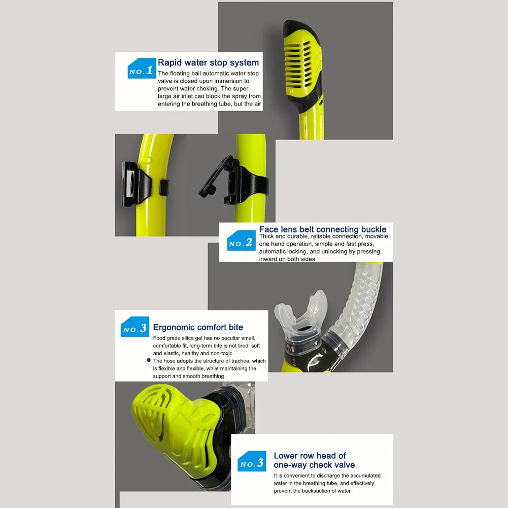 Diving Snorkel Silicone Full Dry Underwater Diving Air Breathing Tube Hose Gear Underwater Snorkeling Equipment