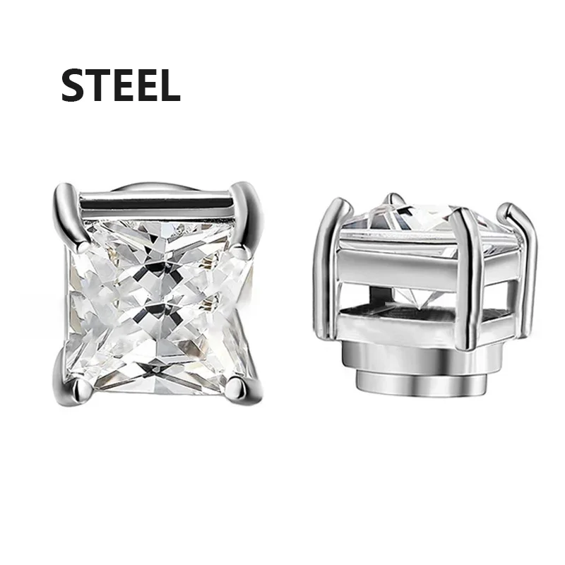 Pendientes Magnéticos Sin Perforación - Pack De 5 Pares (6 Mm), Acero Inoxidable Con Circonitas, Para Hombre Y Mujer