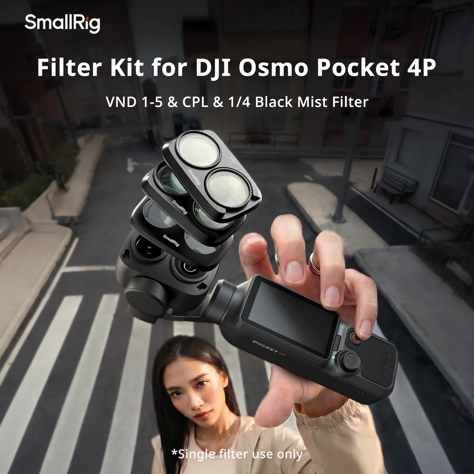 DJI 오즈모 포켓 4P용 스몰리그 필터 키트 4469 (CPL 필터, 1/4 블랙 디퓨전/ VND1-5 필터, 유리 다층 코팅 포함)