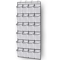 1x 24 Grid Wall-mounted Sundries Shoe Organiser Fabric Closet Bag Storage Rack Mesh Pocket Clear Hanging Over The Door Cloth Box 1