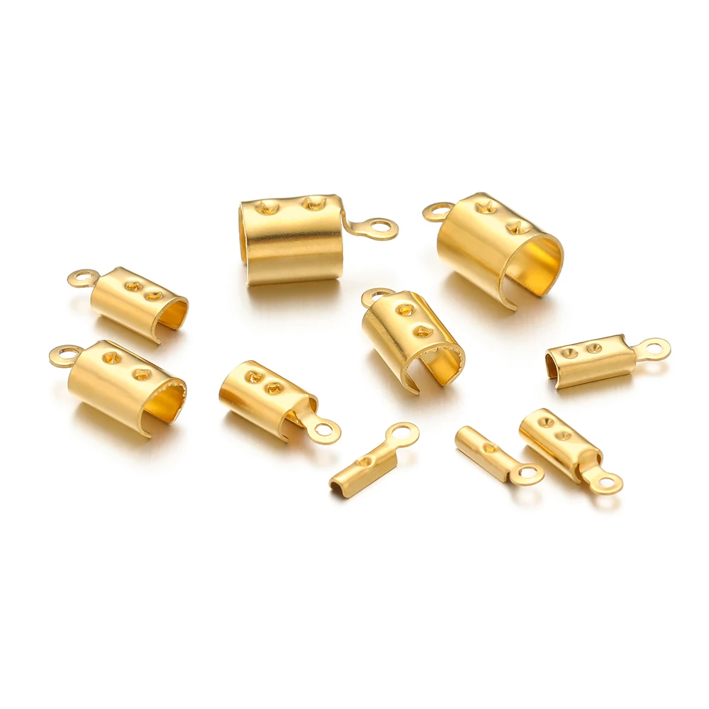50pcs 스테인레스 스틸 버킷 엔드 비즈 모자 DIY 팔찌 목걸이에 대 한 긴 로프 클립 Clasps 쥬얼리 결과 액세서리 만들기
