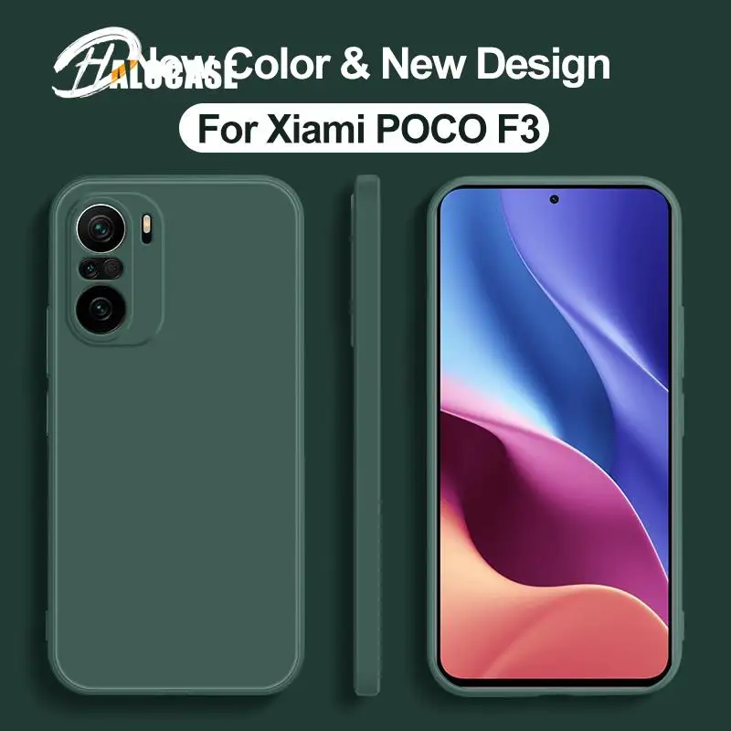 Carcasă originală pătrată din silicon lichid pentru Poco F3 PocoF3 Poco F 3 Pro, moale, pentru Xiaomi Poco F3 Poco F3 PocoF3 Poco_voghion.com