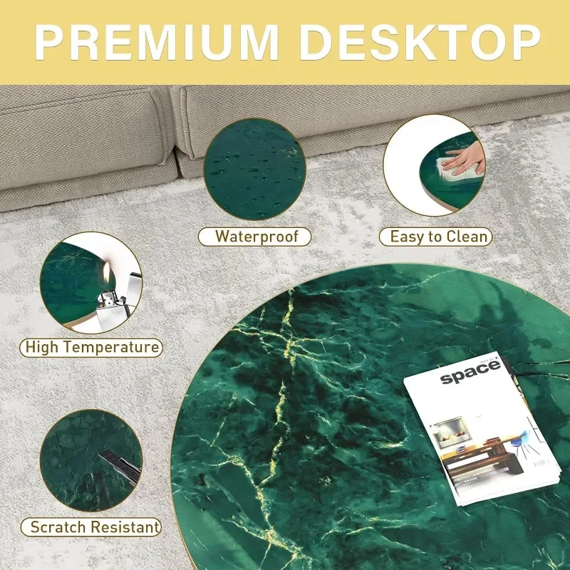 

DUTRIEUX Round Coffee Table with Green Faux Marble Top