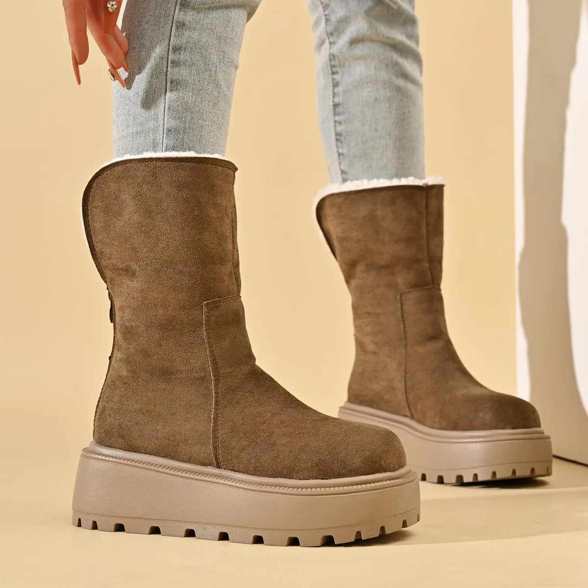 Platform Women Ankle Boots High Heels Shoes Chunky Snow Boots Chelsea 2025 Trend Goth Pumps New Winter Shoes for Women Botas