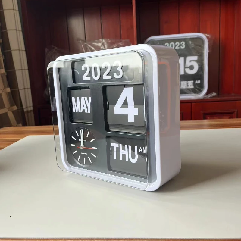 Fartech-mini digital clock table clock digital desk clock digital table clock mini desk clock reloj abatible personalizado reloj de mesa de oficina elegante Automatic page turn clock Perpetual calendar