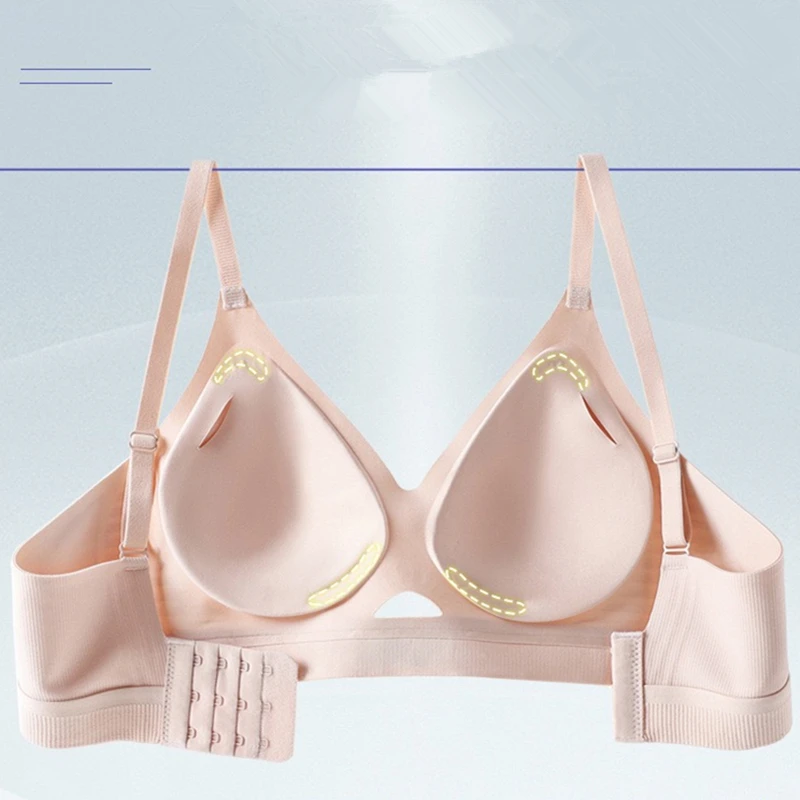 No Running Cup Markless Underwear Comfortable Machine Washable Fixed Cup Sports Soft Support Jelly Strip Bra For Women 4