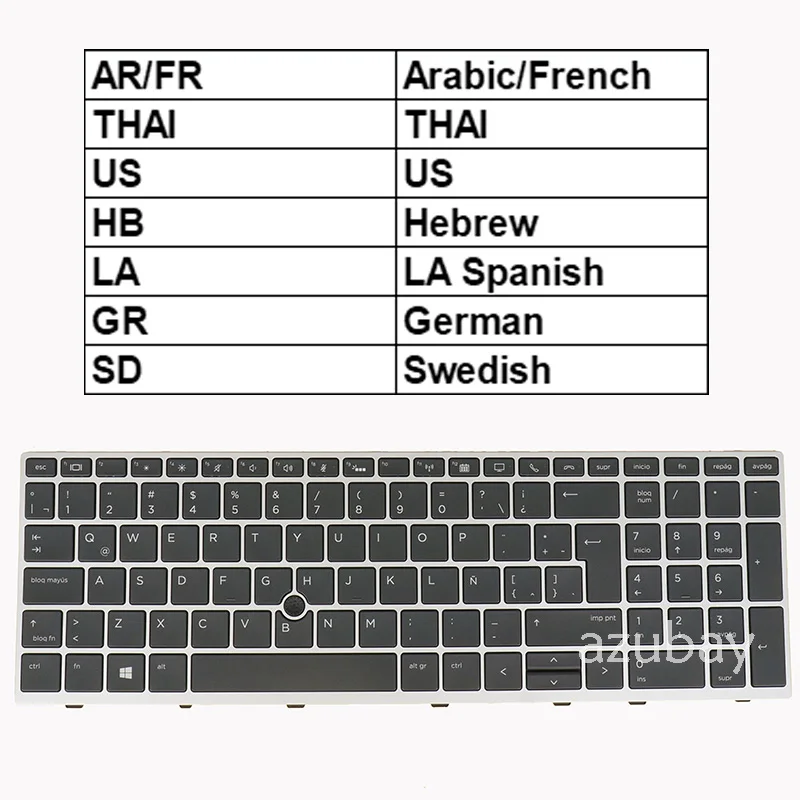 Qwerty-teclado Portátil para hp Elitebook 850 g5 g6 755 g5 Zbook 15u g5 g6 Retroiluminado ou sem ar fr Thai us hb la gr sd