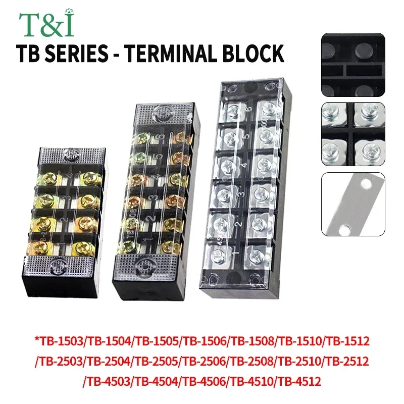 

Dual Row Barrier Screw Terminal Block Wire Barrier Td-1520 Tb-1512 Terminal 15A 25A 45A High Current Full Copper Terminal Seat