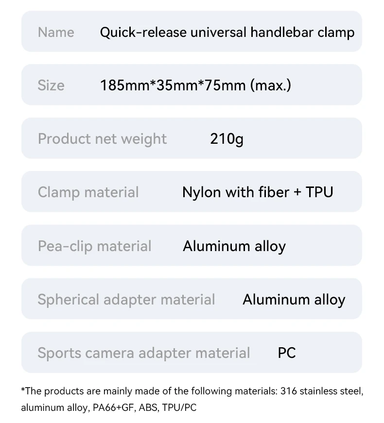 Cycling Motorcycle Clip Quick Release Magic Arm 360° Aluminum Alloy Super Clamp