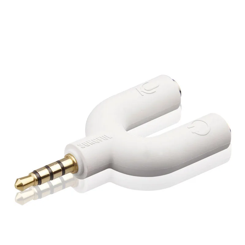 Dual Audio Headphone and Microphone Splitter Adapter