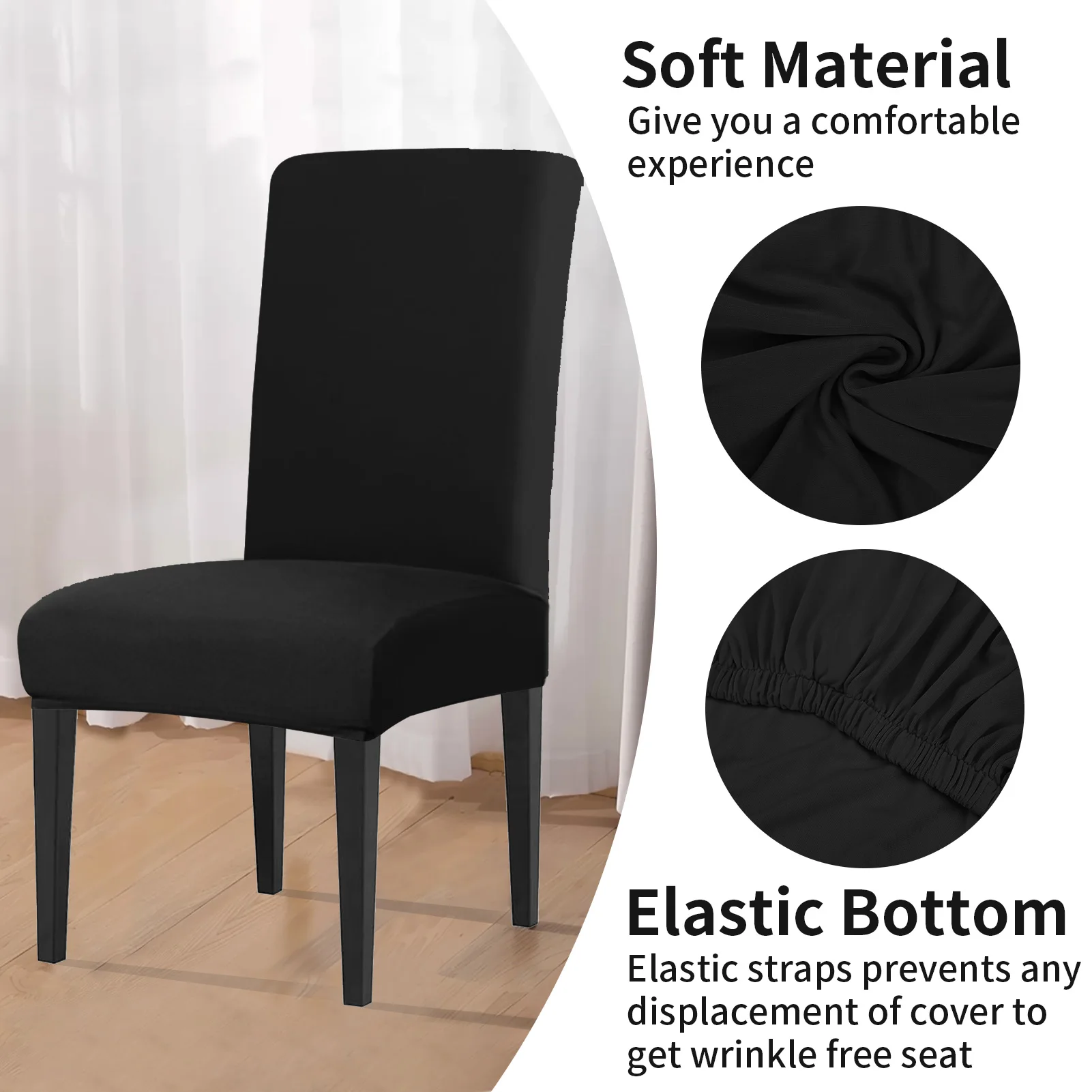 Set of 4 Stretchable Dining Chair Slipcovers - Removable, Washable, Protective, Decorative Covers