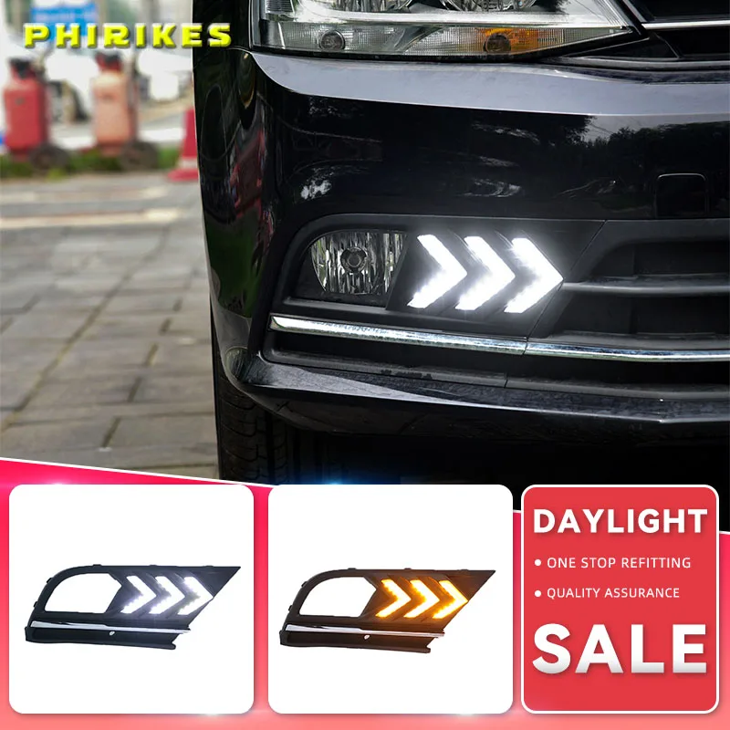 

Противотуманная фара для Volkswagen VW Jetta Sagitar MK6 2015-2018, автомобильный Стайлинг, светодиодные дневные ходовые огни, дневсветильник огни