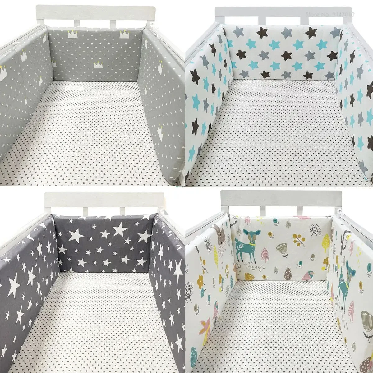 Baby Crib Bumpers Baby Bed Thicken Bumpers Cotton Printed Cot