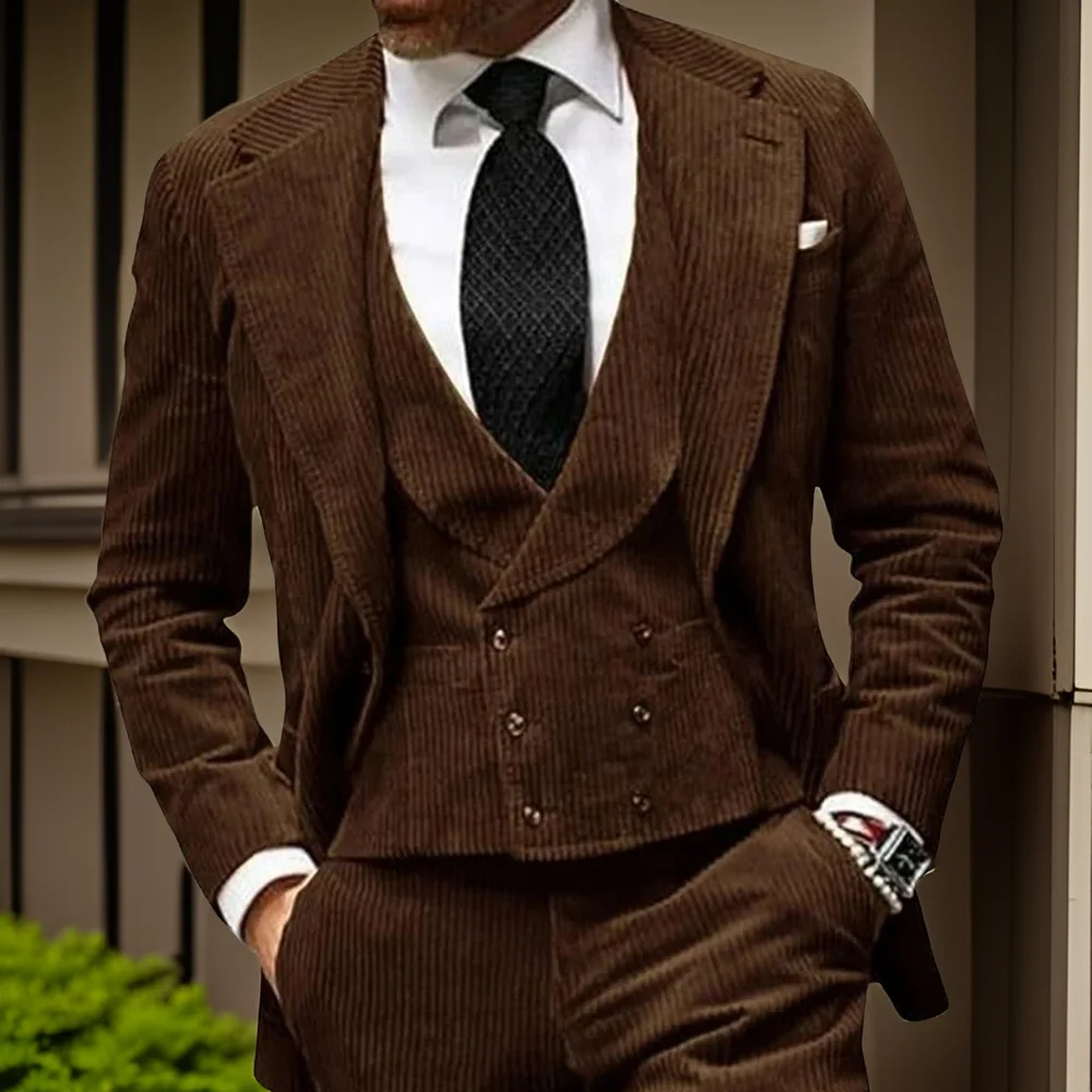 3 pezzi abiti da uomo in velluto a coste giacca gilet pantaloni set di moda smoking.jpg