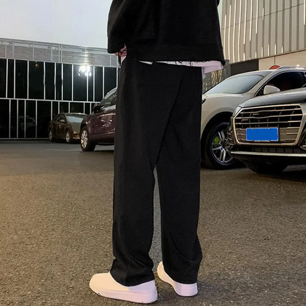 

Мужские спортивные брюки, прямые свободные штаны с эластичным поясом, с кулиской, с глубоким шаговым швом и широкими штанинами, удобная мужская одежда