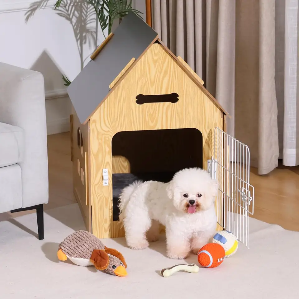 Cozy Wooden Dog House for Small Pets