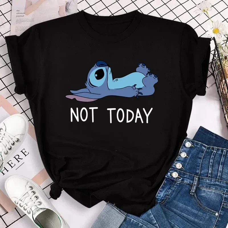 thumbnail image 1 of Ropa para niños kawaii Ohana Stitch Disney Lilo Stitch dibujos animados niños camisetas de algodón camisetas de verano camisetas blancas y negras, 1 of 5
