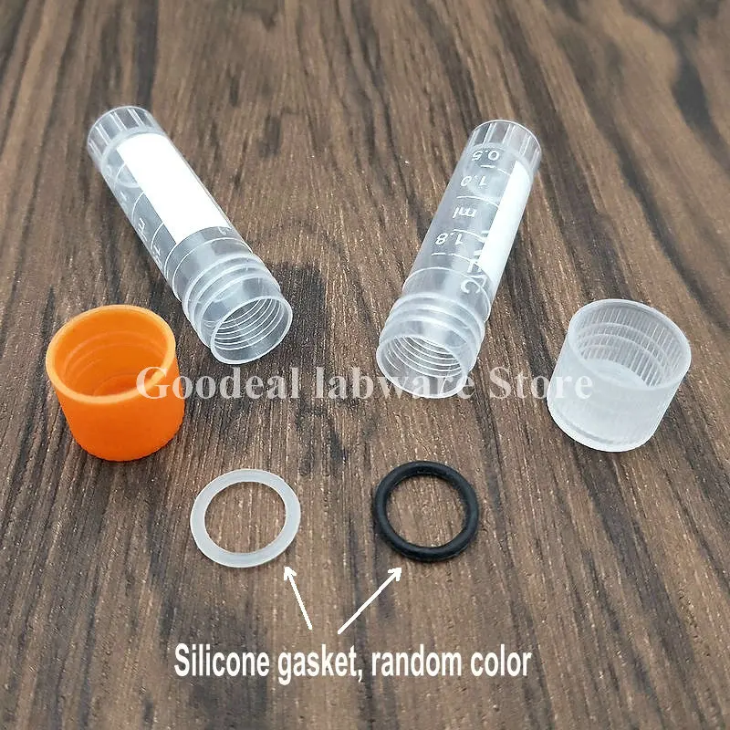 50pcs 1.8ml Plastic Screw Mouth Freeze Pipe with Leakproof Washer,Transparent Graduated Cryovial,Reagent Storage Tube