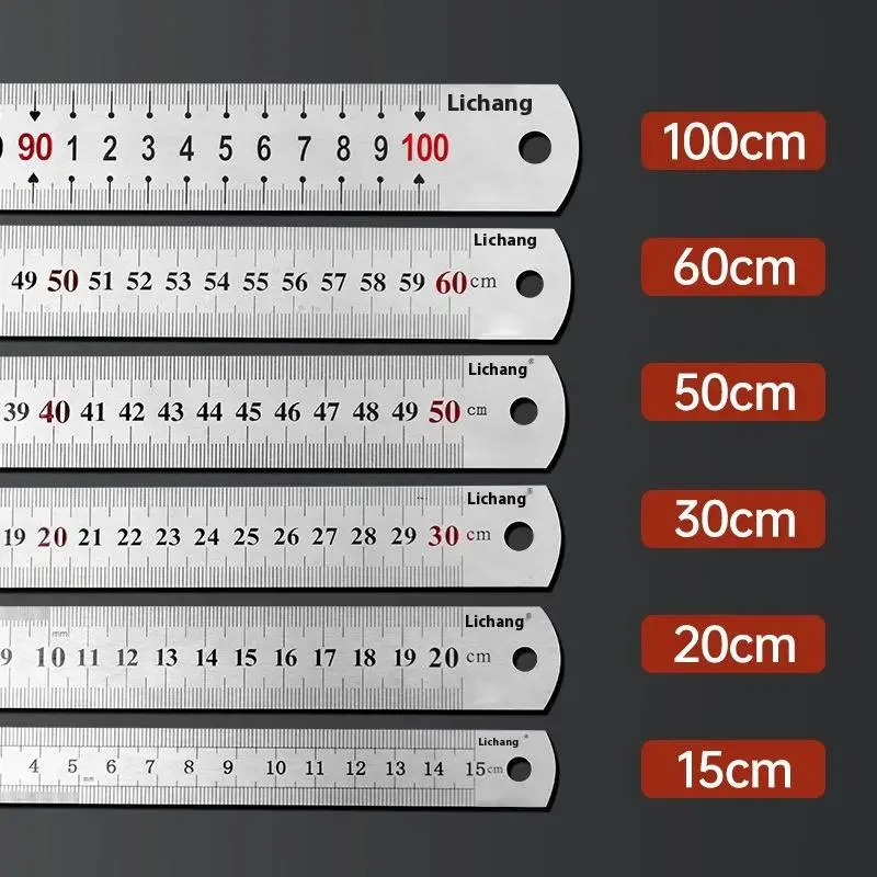 1개 15-100CM 무광택 새틴 크롬 스테인리스 스틸 기계공 엔지니어용 눈금이 있는 자(미터법)