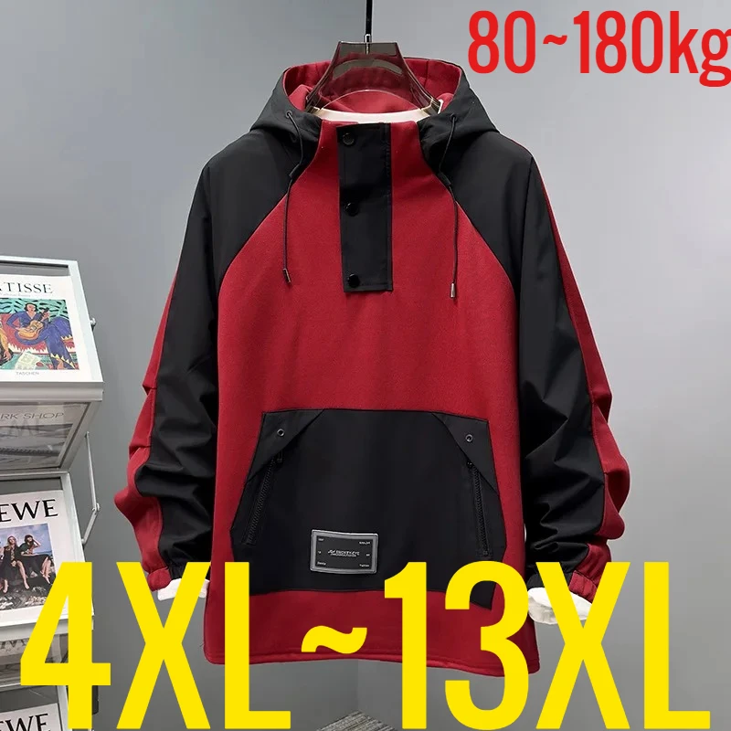 Extra grande taille 13XL hommes à capuche à capuche demi-fermeture éclair Winderbreaker mâle Cargo veste surdimensionné grand 5xl 6xl 7xl 8xl 10XL manteau 1