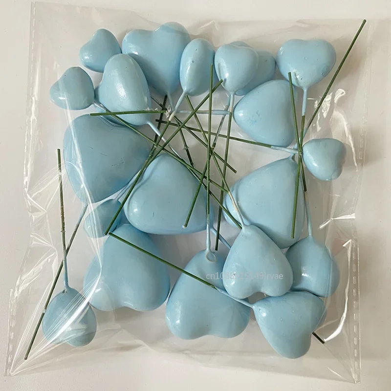 20PCS 3D Heart Cake Toppers Foam Toppers Cake Decoration Happy Birthday Cake DIY Insert for Wedding Baby Shower Valentine's Day