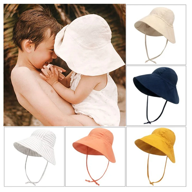

Summer Big Brim Baby Sun Hat Kids Bucket Cap Girls Boys Sun Hats Cotton Linen Children Cap Beach Travel Kids Hats Caps 2M-4Y