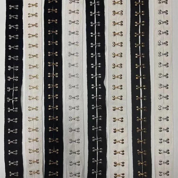 Superior 1-5yards/lot 4cm wide Eyes Hook Webbing Buckle Clips Garment Accessories DIY Handmade Material Trims Decoration X1043