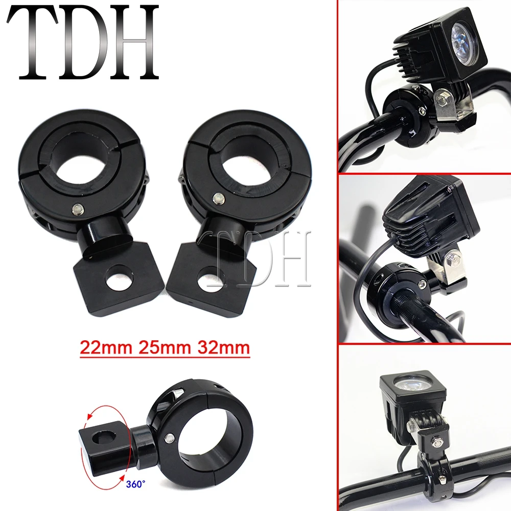 

32mm Fog Lights Mount 1-1/4" Engine Guard Bracket Holder Auxiliary Light Spotlight Mounting Clamps For Harley Touring Softail