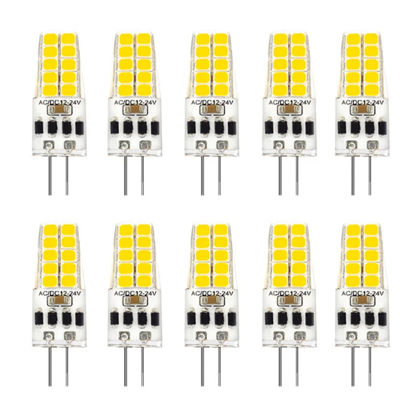 10PCS G4 LED Bulb AC/DC12V-24V 3W LED G4 Light 20LED 360 Beam Angle Light 2835SMD Replace 30W Halogen Lamp Cool White