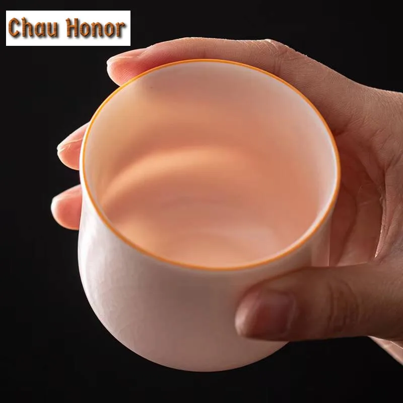 150ml Boutique Jade Grease Ru Porcelain Ceramics Teacup Handmade Household Kung Fu Tea Set Personal Cup Tea Ceremony Accessories