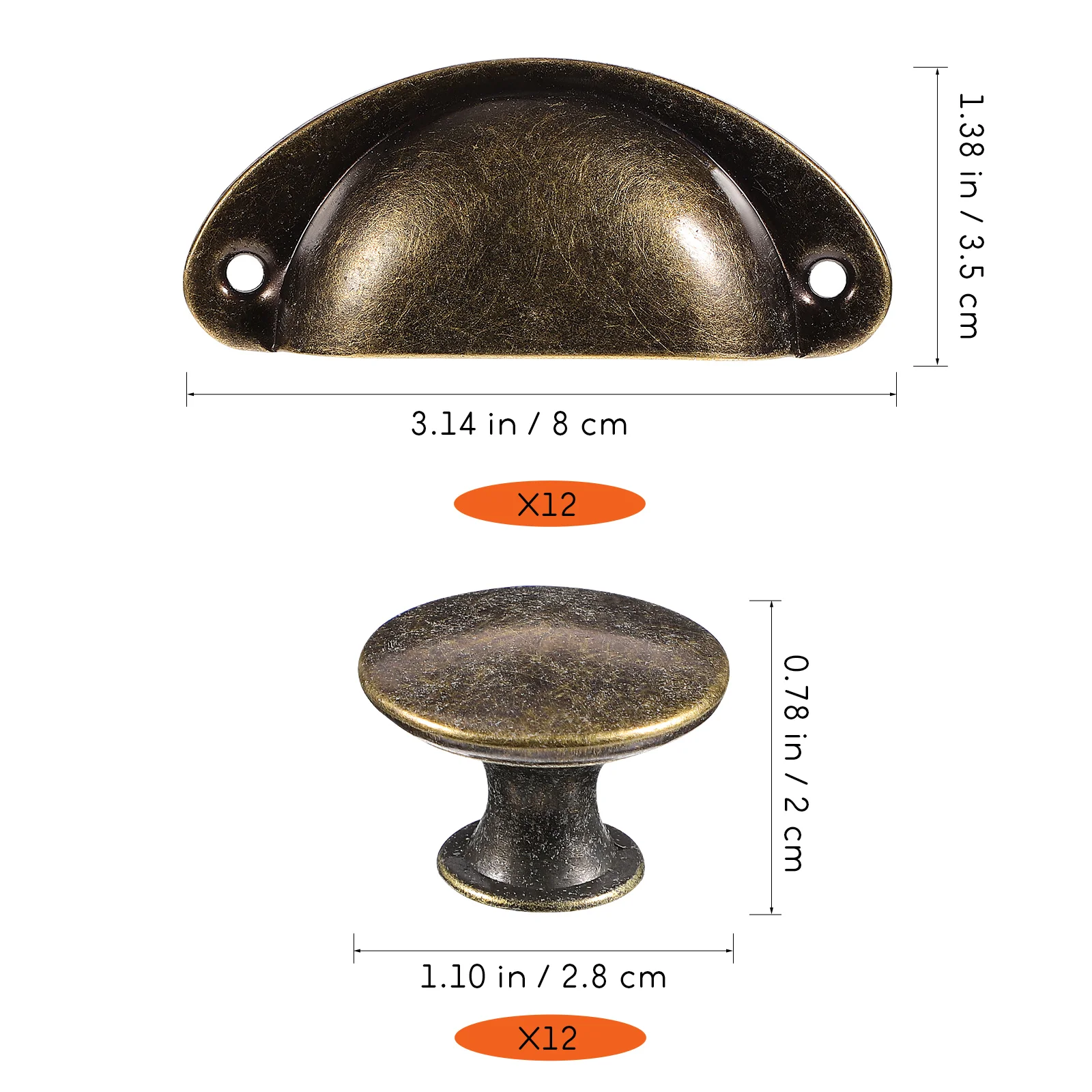 

Cup Handle Cabinet Door Knobs Brass Door Knob Kitchen Handles Bronze Drawer Knobs Vintage Dresser with Matching Screws
