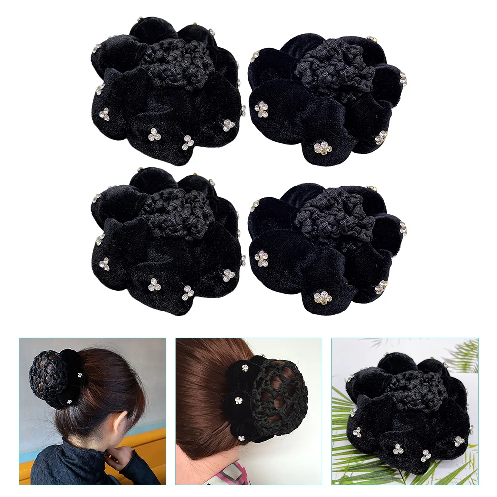 

4 Pcs Hair Net Bag Bun Wraps Nets for Cover Hairnets Hair Band Ballet Accessories Ring