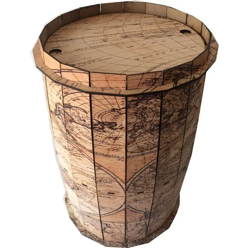 

Practical Decor Wooden Barrel Coffee Table Old Map , Smart Design , Free Shipping , Made in Turkey