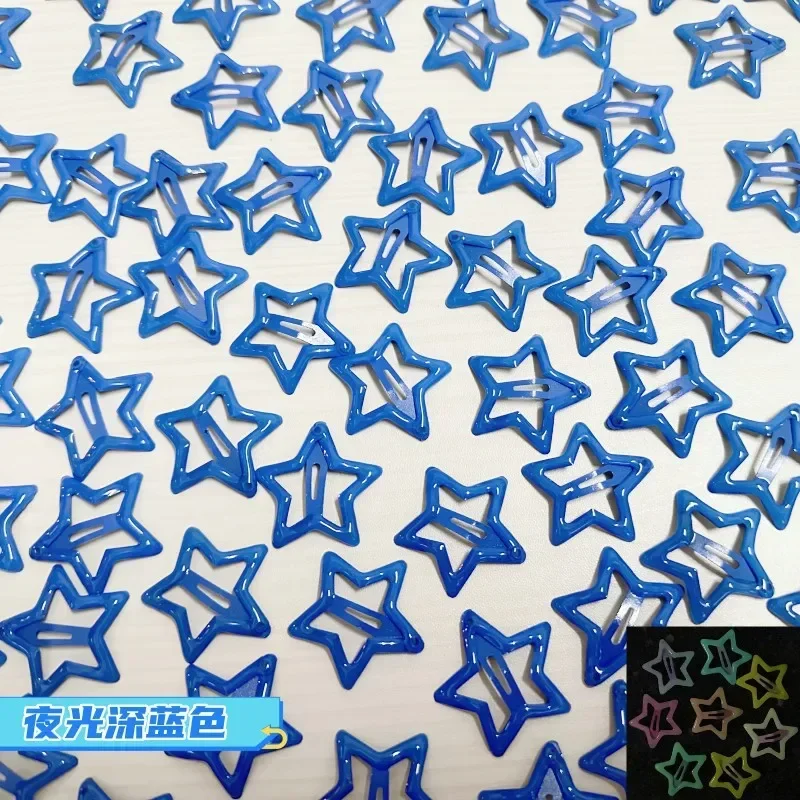 Set of 10 Luminous Star Hair Clips - Colorful Glow-in-the-Dark Barrettes