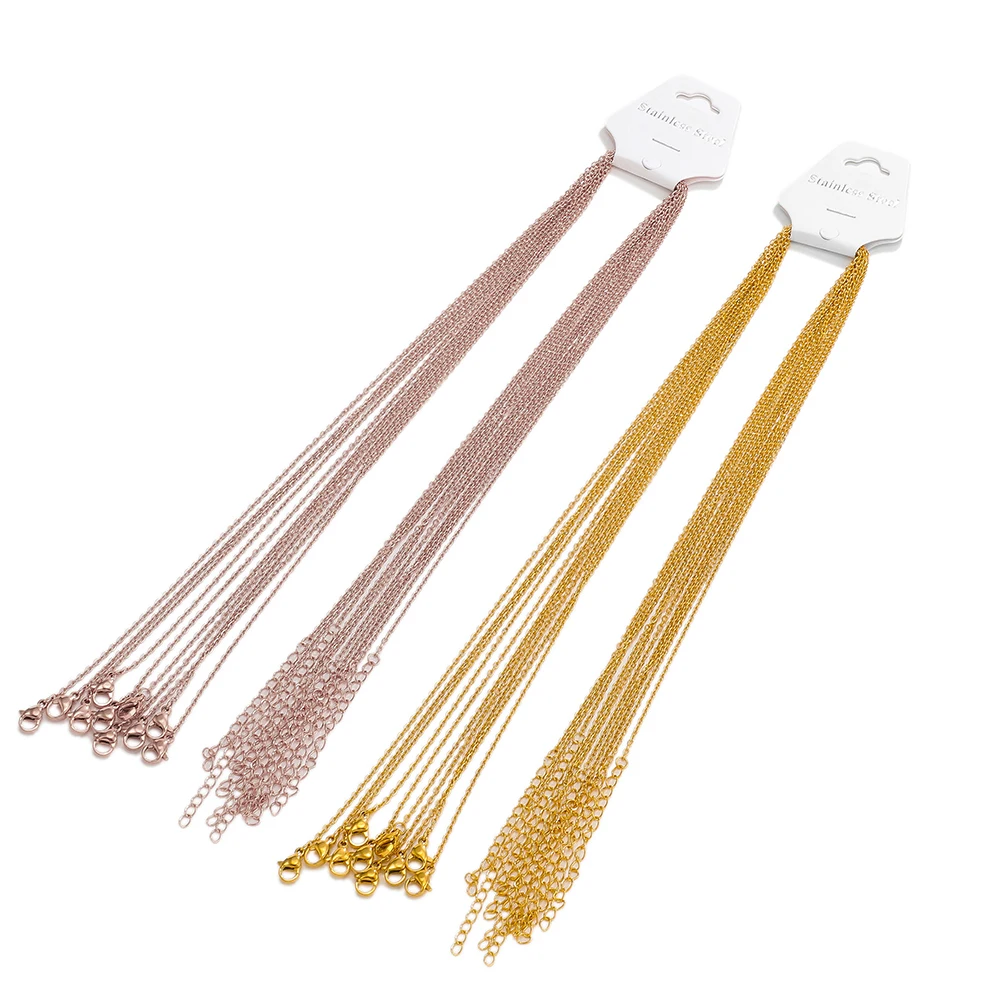 10 Stück Edelstahl 45 + 5 cm verstellbare Ketten goldfarbene Gliederketten für DIY handgefertigte Halsketten Erkenntnisse Schmuckherstellung Bulk